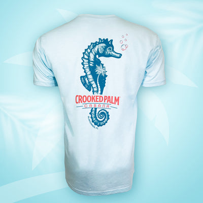 SS Tee - Seahorse - Light Blue - Crooked Palm