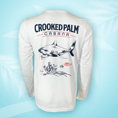 LS Tee Sippy Shark - White - Crooked Palm