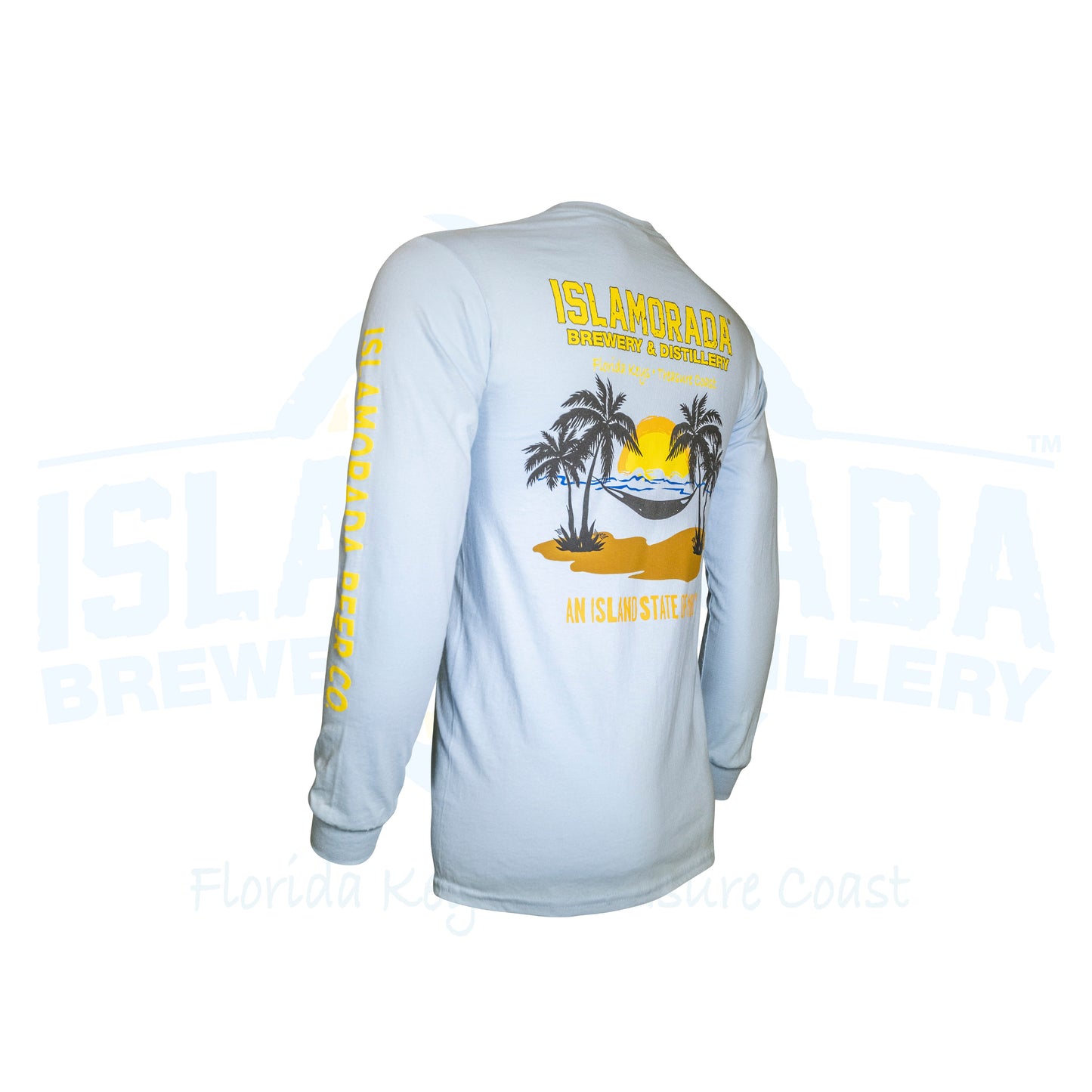 LS Tee "Sunset" Light Blue with Sleeve Print