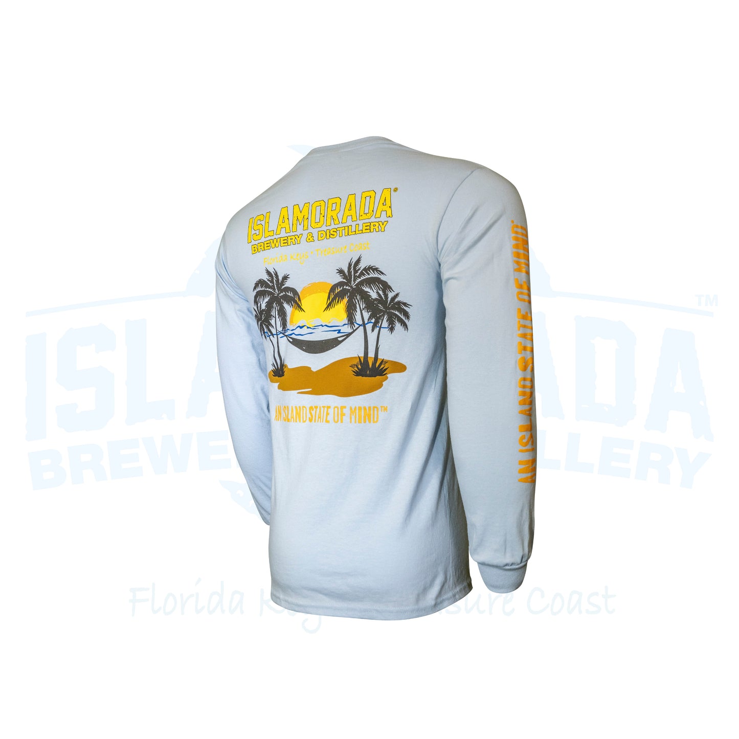 LS Tee "Sunset" Light Blue with Sleeve Print